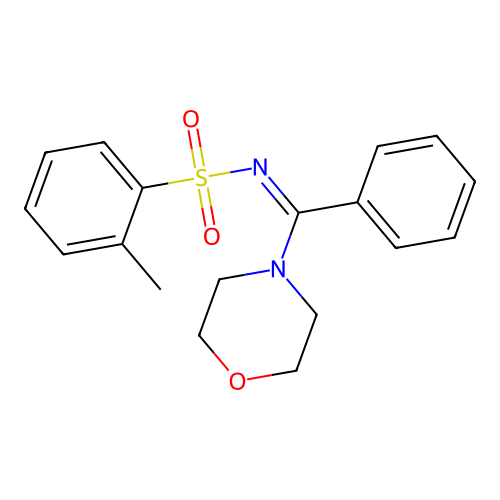 2-methyl-N-[morpholin-4-yl(phenyl)methylidene]benzenesulfonamide structure
