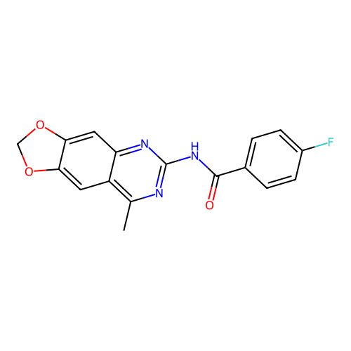 4-fluoro-N-(8-methyl[1,3]dioxolo[4,5-g]quinazolin-6-yl)benzamide structure
