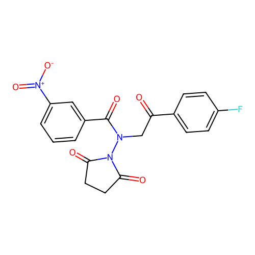 N-(2,5-dioxopyrrolidin-1-yl)-N-[2-(4-fluorophenyl)-2-oxoethyl]-3-nitrobenzamide structure