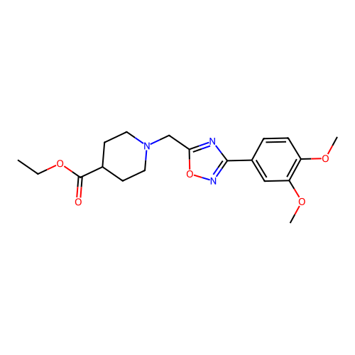 ethyl 1-[[3-(3,4-dimethoxyphenyl)-1,2,4-oxadiazol-5-yl]methyl]piperidine-4-carboxylate structure
