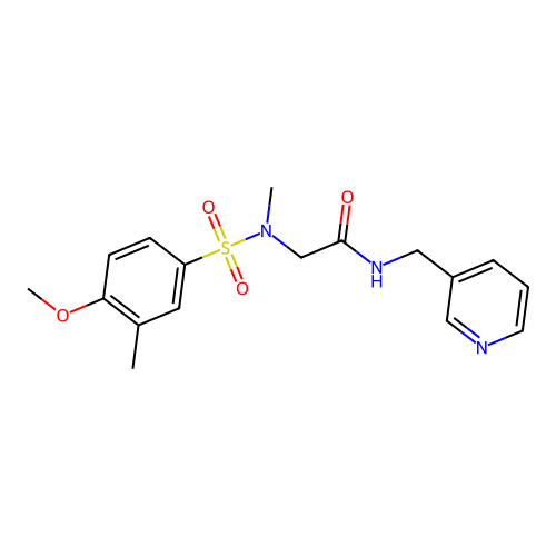 2-[(4-methoxy-3-methylphenyl)sulfonyl-methylamino]-N-(pyridin-3-ylmethyl)acetamide structure