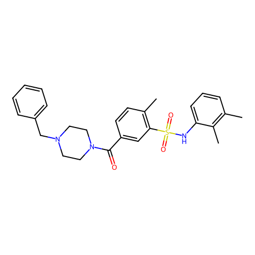 5-(4-benzylpiperazine-1-carbonyl)-N-(2,3-dimethylphenyl)-2-methylbenzenesulfonamide structure