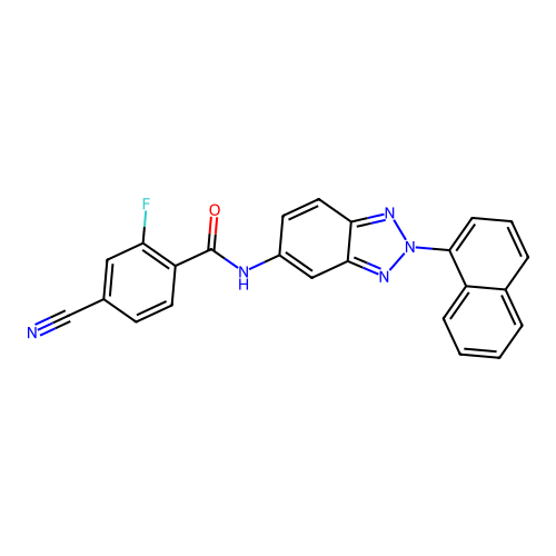 4-cyano-2-fluoro-N-(2-naphthalen-1-ylbenzotriazol-5-yl)benzamide structure