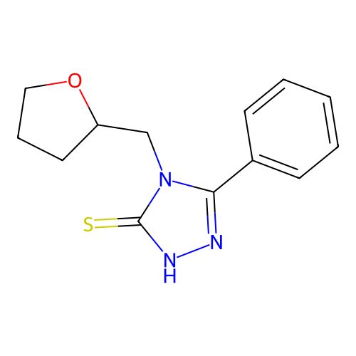 4-(oxolan-2-ylmethyl)-3-phenyl-1H-1,2,4-triazole-5-thione structure