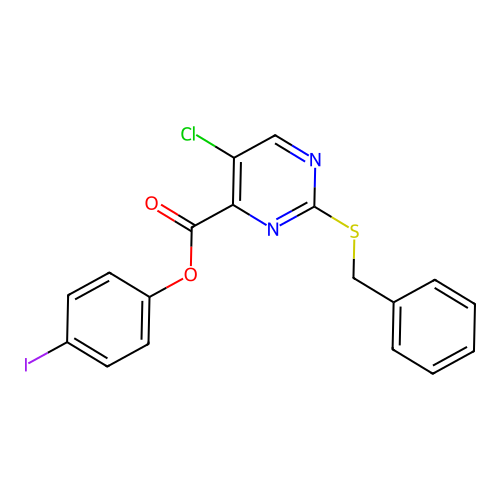 4-Iodophenyl 2-(benzylsulfanyl)-5-chloropyrimidine-4-carboxylate structure