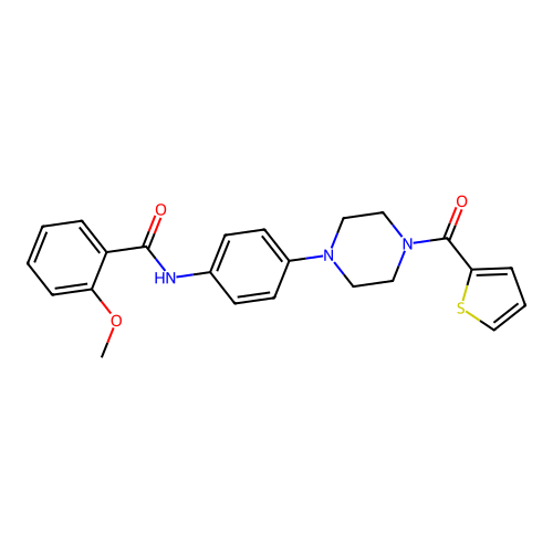 2-methoxy-N-[4-[4-(thiophene-2-carbonyl)piperazin-1-yl]phenyl]benzamide structure