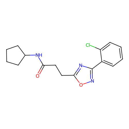 3-[3-(2-chlorophenyl)-1,2,4-oxadiazol-5-yl]-N-cyclopentylpropanamide structure
