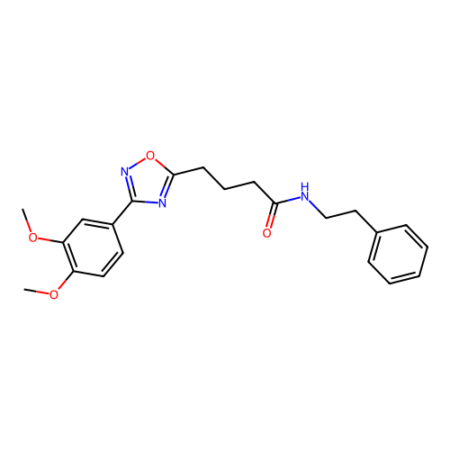 4-[3-(3,4-dimethoxyphenyl)-1,2,4-oxadiazol-5-yl]-N-(2-phenylethyl)butanamide structure
