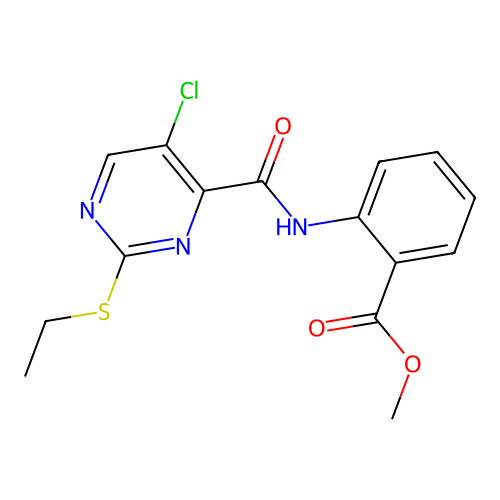 Methyl 2-({[5-chloro-2-(ethylthio)pyrimidin-4-yl]carbonyl}amino)benzoate structure