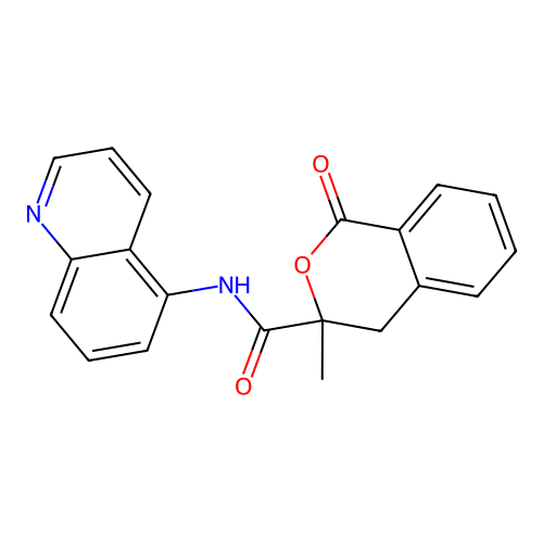 3-methyl-1-oxo-N-quinolin-5-yl-4H-isochromene-3-carboxamide structure