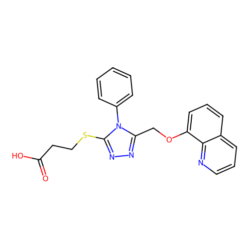 3-[[4-phenyl-5-(quinolin-8-yloxymethyl)-1,2,4-triazol-3-yl]sulfanyl]propanoic Acid structure