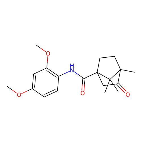 N-(2,4-dimethoxyphenyl)-4,7,7-trimethyl-3-oxobicyclo[2.2.1]heptane-1-carboxamide structure