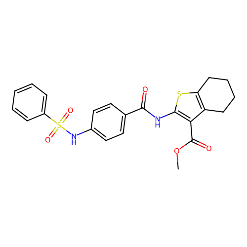 methyl 2-(4-(phenylsulfonamido)benzamido)-4,5,6,7-tetrahydrobenzo[b]thiophene-3-carboxylate structure