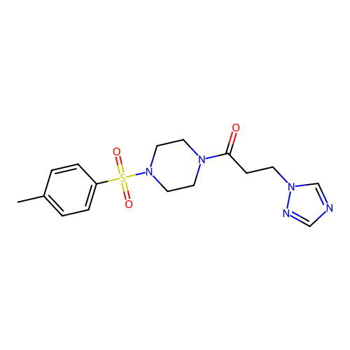 1-[4-(4-methylbenzenesulfonyl)piperazin-1-yl]-3-(1H-1,2,4-triazol-1-yl)propan-1-one structure