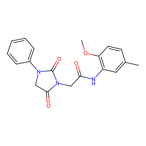 2-(2,5-dioxo-3-phenylimidazolidin-1-yl)-N-(2-methoxy-5-methylphenyl)acetamide structure