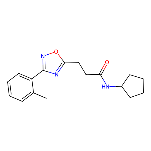 N-cyclopentyl-3-[3-(2-methylphenyl)-1,2,4-oxadiazol-5-yl]propanamide structure