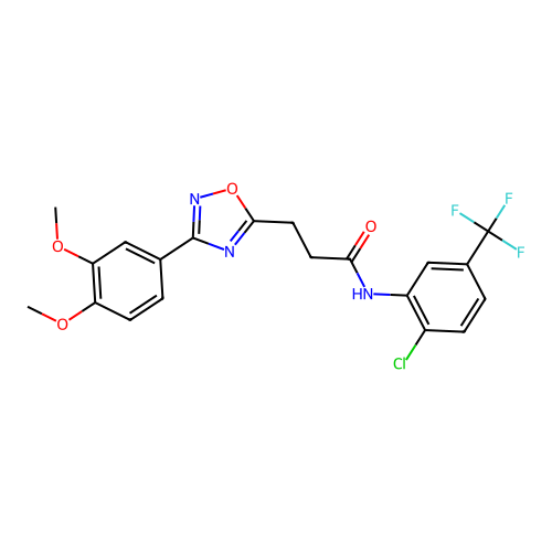 N-[2-chloro-5-(trifluoromethyl)phenyl]-3-[3-(3,4-dimethoxyphenyl)-1,2,4-oxadiazol-5-yl]propanamide structure