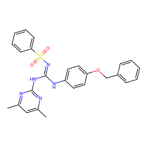 2-(benzenesulfonyl)-1-(4,6-dimethylpyrimidin-2-yl)-3-(4-phenylmethoxyphenyl)guanidine structure