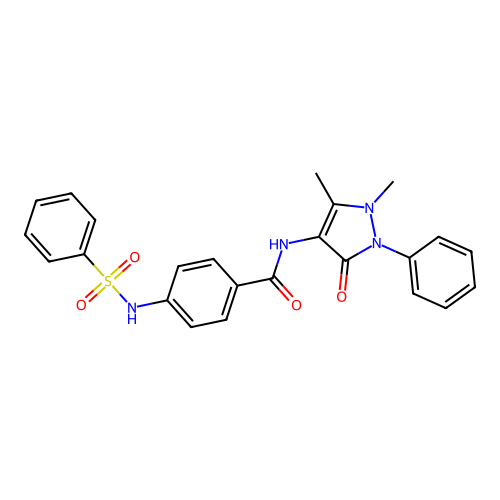 4-(benzenesulfonamido)-N-(1,5-dimethyl-3-oxo-2-phenylpyrazol-4-yl)benzamide structure