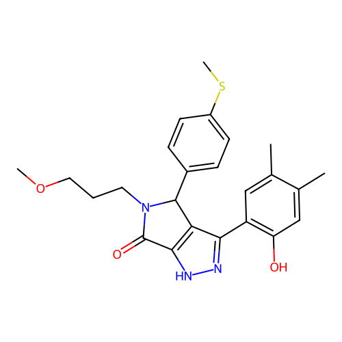 3-(2-hydroxy-4,5-dimethylphenyl)-5-(3-methoxypropyl)-4-[4-(methylsulfanyl)phenyl]-4,5-dihydropyrrolo[3,4-c]pyrazol-6(1H)-one structure