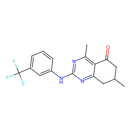 4,7-dimethyl-2-{[3-(trifluoromethyl)phenyl]amino}-7,8-dihydroquinazolin-5(6H)-one structure