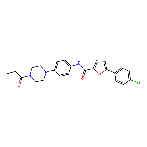5-(4-chlorophenyl)-N-[4-(4-propanoylpiperazin-1-yl)phenyl]furan-2-carboxamide structure