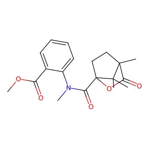 methyl 2-{methyl[(4,7,7-trimethyl-3-oxo-2-oxabicyclo[2.2.1]hept-1-yl)carbonyl]amino}benzoate structure