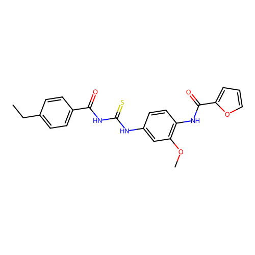 N-[4-[(4-ethylbenzoyl)carbamothioylamino]-2-methoxyphenyl]furan-2-carboxamide structure