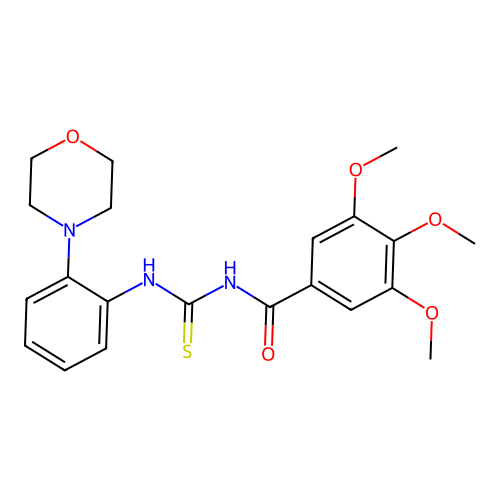 3,4,5-trimethoxy-N-[[2-(4-morpholinyl)anilino]-sulfanylidenemethyl]benzamide structure
