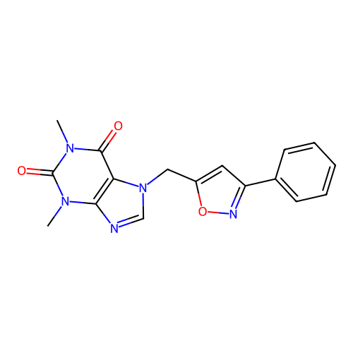1,3-Dimethyl-7-[(3-phenyl-1,2-oxazol-5-yl)methyl]purine-2,6-dione structure