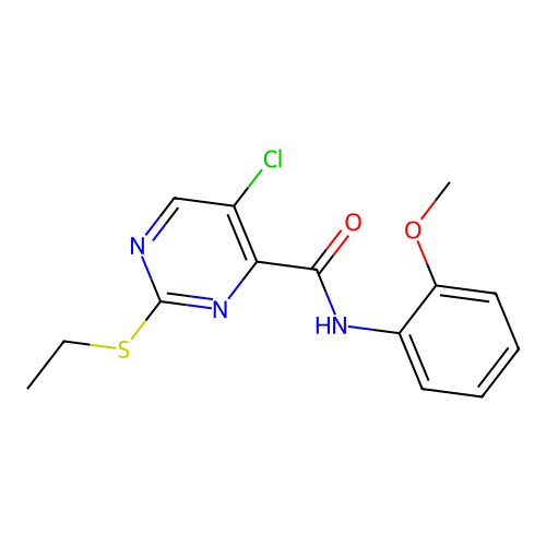 5-chloro-2-(ethylsulfanyl)-N-(2-methoxyphenyl)pyrimidine-4-carboxamide structure