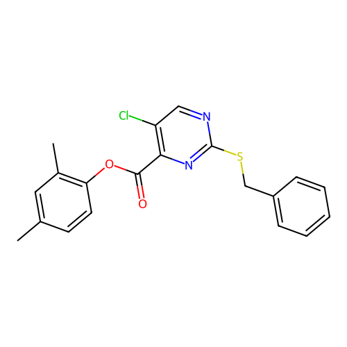 2,4-Dimethylphenyl 2-(benzylsulfanyl)-5-chloropyrimidine-4-carboxylate structure