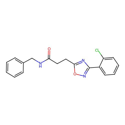 N-benzyl-3-[3-(2-chlorophenyl)-1,2,4-oxadiazol-5-yl]propanamide structure