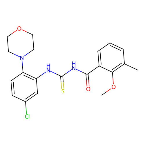N-[(5-chloro-2-morpholin-4-ylphenyl)carbamothioyl]-2-methoxy-3-methylbenzamide structure