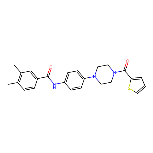 3,4-dimethyl-N-[4-[4-(thiophene-2-carbonyl)piperazin-1-yl]phenyl]benzamide structure