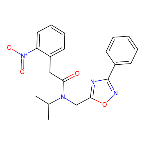 2-(2-nitrophenyl)-N-[(3-phenyl-1,2,4-oxadiazol-5-yl)methyl]-N-(propan-2-yl)acetamide structure