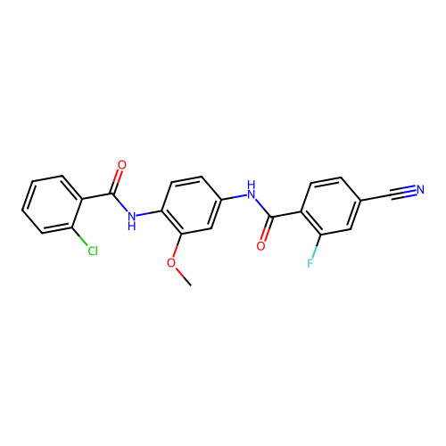 N-{4-[(2-chlorobenzoyl)amino]-3-methoxyphenyl}-4-cyano-2-fluorobenzamide structure