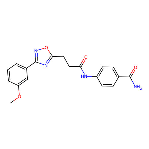 4-[3-[3-(3-Methoxyphenyl)-1,2,4-oxadiazol-5-yl]propanoylamino]benzamide structure