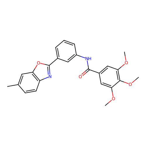 3,4,5-trimethoxy-N-[3-(6-methyl-1,3-benzoxazol-2-yl)phenyl]benzamide structure