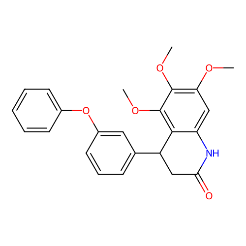 5,6,7-trimethoxy-4-(3-phenoxyphenyl)-3,4-dihydroquinolin-2(1H)-one structure
