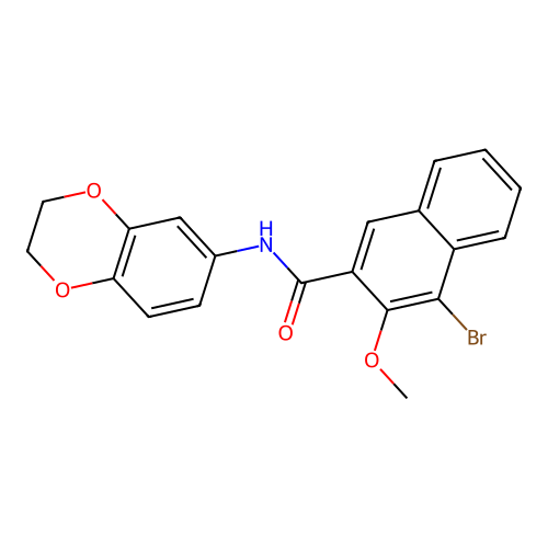 4-bromo-N-(2,3-dihydro-1,4-benzodioxin-6-yl)-3-methoxynaphthalene-2-carboxamide structure