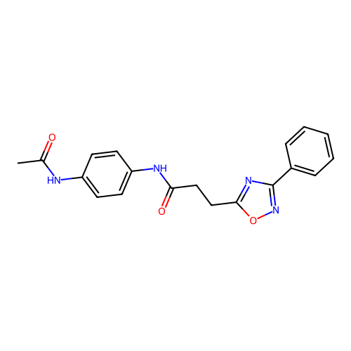 N-(4-acetamidophenyl)-3-(3-phenyl-1,2,4-oxadiazol-5-yl)propanamide structure