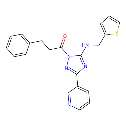 1-(3-phenylpropanoyl)-3-(3-pyridinyl)-N-(2-thienylmethyl)-1H-1,2,4-triazol-5-amine structure