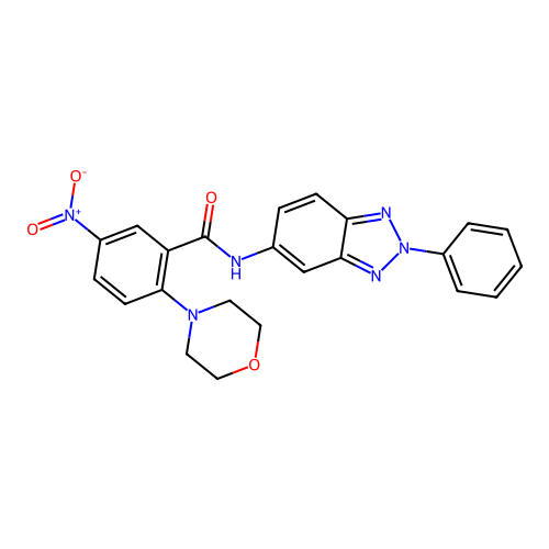 2-morpholin-4-yl-5-nitro-N-(2-phenylbenzotriazol-5-yl)benzamide structure
