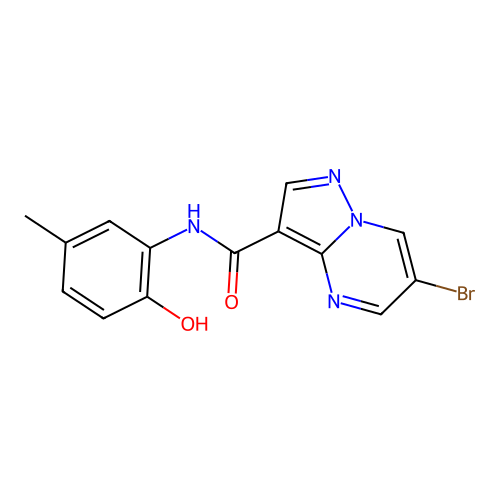 6-bromo-N-(2-hydroxy-5-methylphenyl)pyrazolo[1,5-a]pyrimidine-3-carboxamide structure