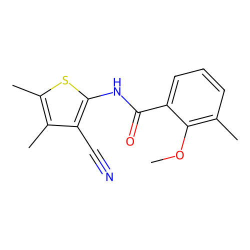 N-(3-cyano-4,5-dimethylthiophen-2-yl)-2-methoxy-3-methylbenzamide structure