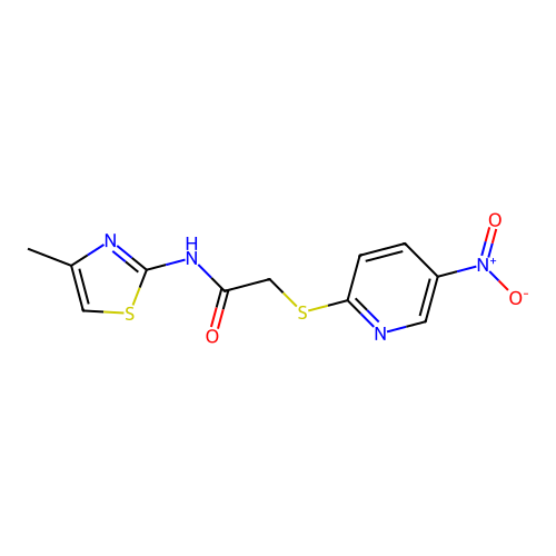 N-(4-methyl-1,3-thiazol-2-yl)-2-(5-nitropyridin-2-yl)sulfanylacetamide structure