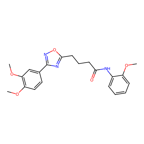 4-[3-(3,4-dimethoxyphenyl)-1,2,4-oxadiazol-5-yl]-N-(2-methoxyphenyl)butanamide structure