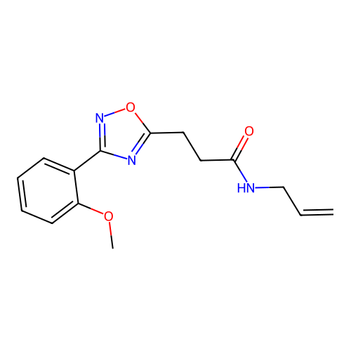 3-[3-(2-methoxyphenyl)-1,2,4-oxadiazol-5-yl]-N-prop-2-enylpropanamide structure