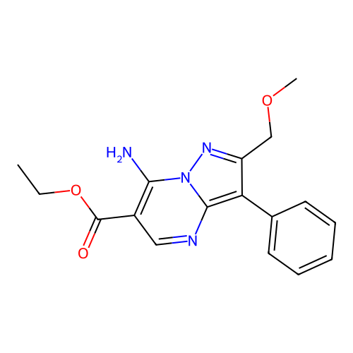 Ethyl 7-amino-2-(methoxymethyl)-3-phenylpyrazolo[1,5-a]pyrimidine-6-carboxylate structure